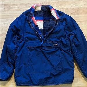 Chubbies Reversible Fleece Jacket Pullover Men's Large Outdoors Plaid & Solid